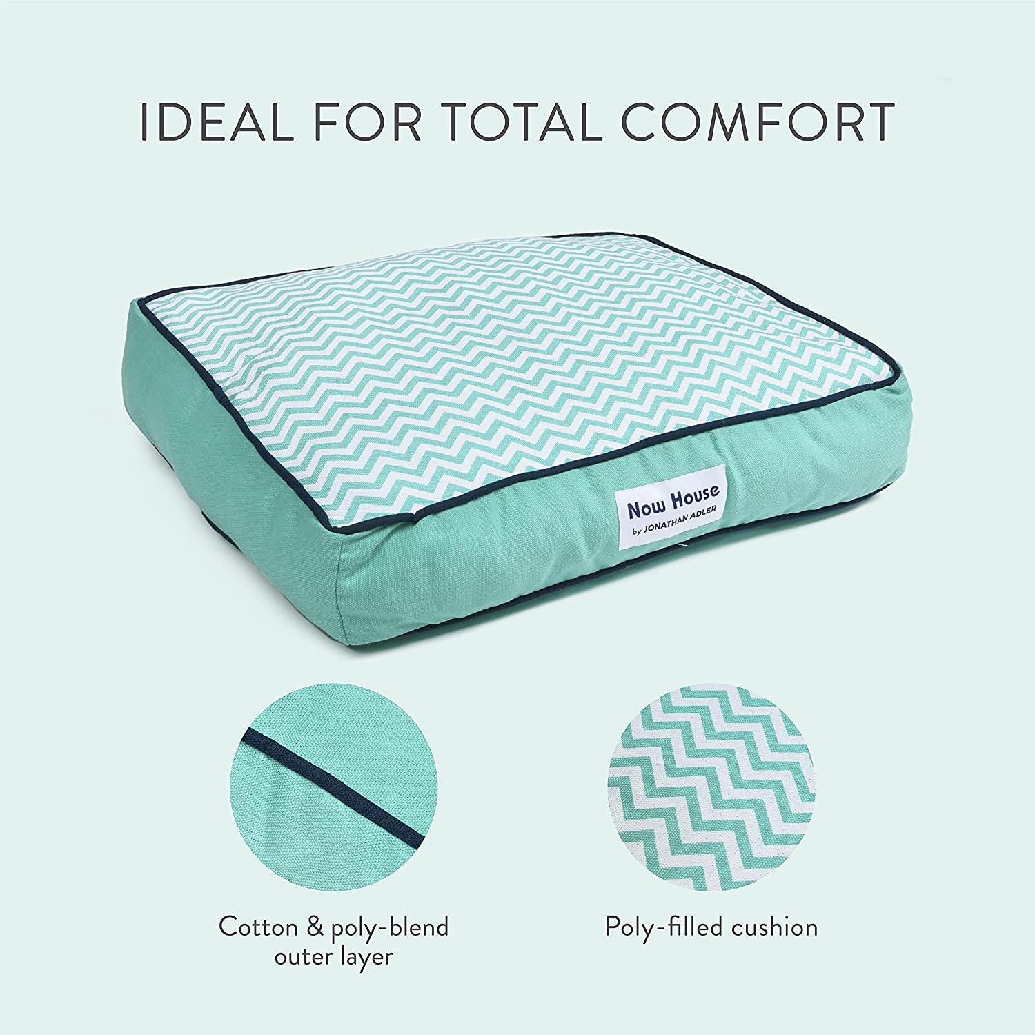 Now House for Pets by  Teal Chevron Cushion Dog Bed, Large | Large Dog Bed Washable Dog Bed for Large Dogs by Now House by  (FF15504)