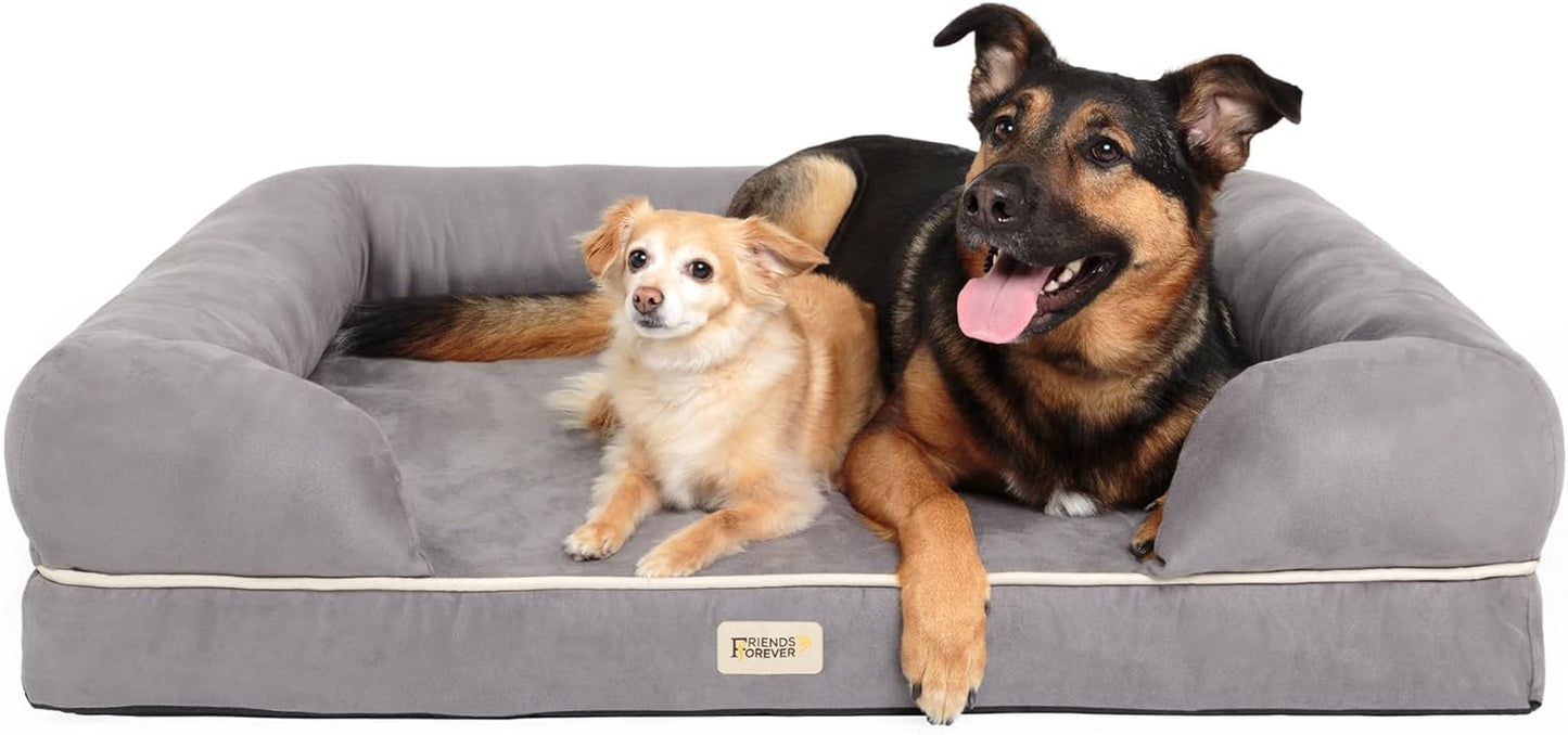 Orthopedic Dog Bed Lounge Sofa Removable Cover 100% Suede Mattress Memory-Foam with Bolster Rim Premium Prestige Edition