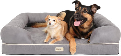 Orthopedic Dog Bed Lounge Sofa Removable Cover 100% Suede Mattress Memory-Foam with Bolster Rim Premium Prestige Edition