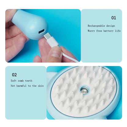 Cat Brush - 3 In1 Cat Steamy Brush, Cat Steamy Brush, Cat Steamer Brush for Massage 2024 New Self Cleaning Steam Cat Brush 3 in 1 Cat Comb for Long & Short Haired Cats Dog Massage Removal