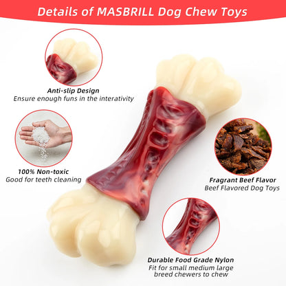 Large Dog Toys for Aggressive Chewers, Dog Toys for Large Dogs, Tough Dog Bone Chew Toys for Medium/ Large Dogs, Toothbrush Dog Toys for Aggressive Chewers Large Breed