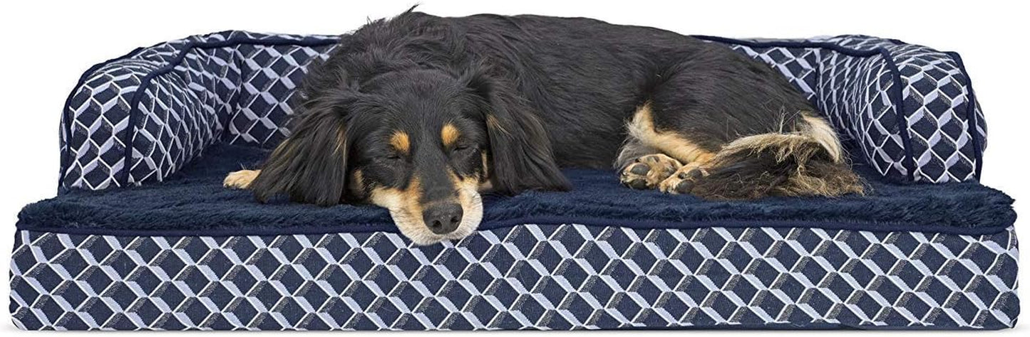 Pet Bed for Dogs and Cats - Plush and Decor Comfy Couch Sofa-Style Egg Crate Orthopedic Dog Bed, Removable Machine Washable Cover - Diamond Blue, Medium