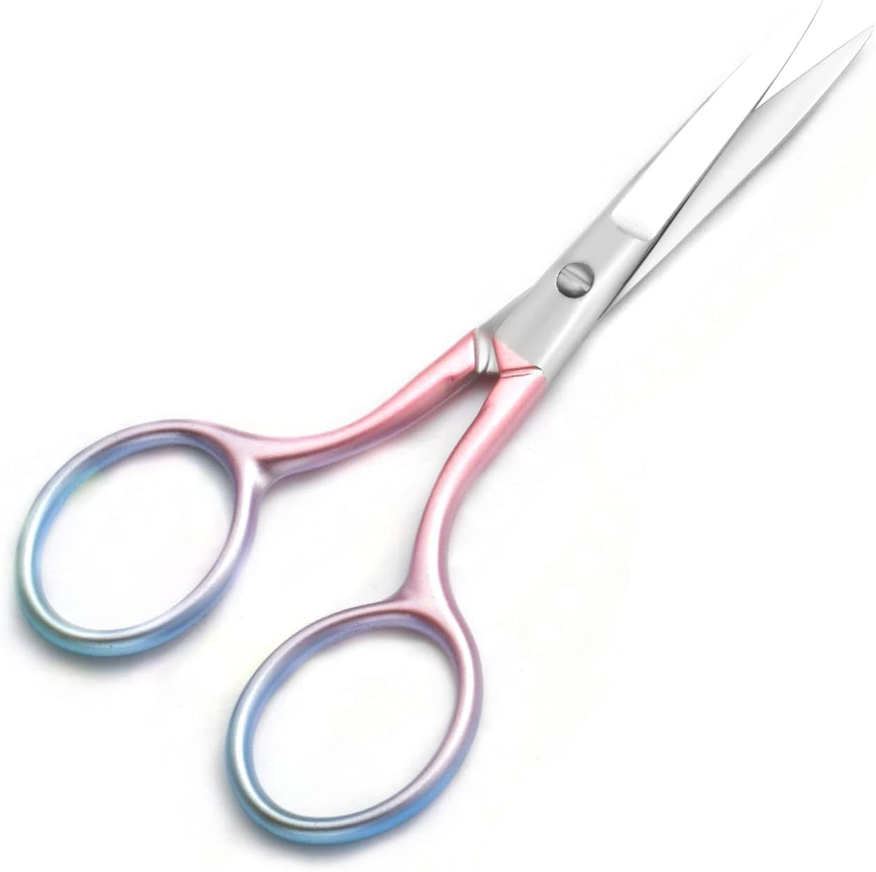 Multicolor Professional Grooming Scissors for Personal Care Facial Hair Removal and Ear Nose Eyebrow Trimming Stainless Steel Fine Straight Tip Scissors 3.9 Inch (Pink)