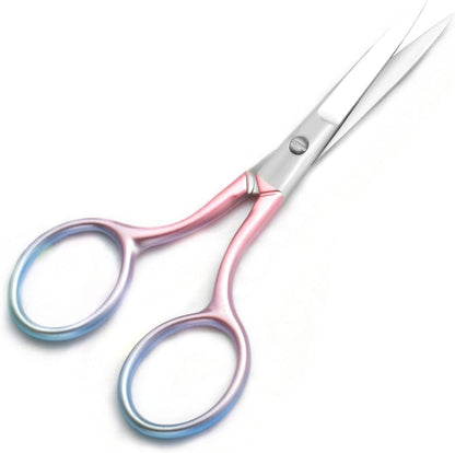 Multicolor Professional Grooming Scissors for Personal Care Facial Hair Removal and Ear Nose Eyebrow Trimming Stainless Steel Fine Straight Tip Scissors 3.9 Inch (Pink)